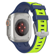For Apple Watch 46mm / 49mm / 45mm / 44mm Kalebol Farmhouse Oak Silicone Strap(Blue + Lime Green)