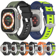For Apple Watch 46mm / 49mm / 45mm / 44mm Kalebol Farmhouse Oak Silicone Strap(Black + Coal Grey)