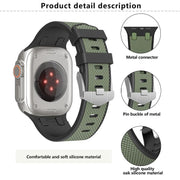 For Apple Watch 46mm / 49mm / 45mm / 44mm Kalebol Farmhouse Oak Silicone Strap(Black + Coal Grey)