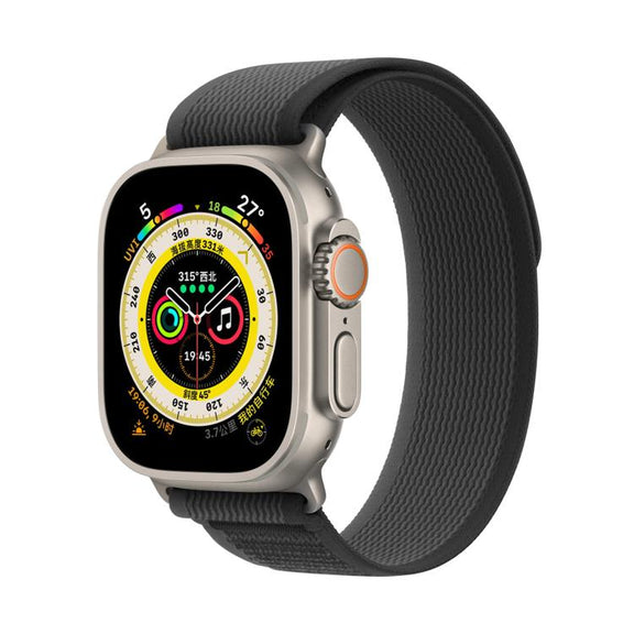 For Apple Watch 46mm / 49mm / 45mm / 44mm Kalebol Wild Track Loop Nylon Watch Band(Black+Grey)