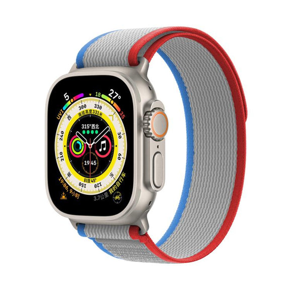 For Apple Watch 46mm / 49mm / 45mm / 44mm Kalebol Wild Track Loop Nylon Watch Band(Red+Grey)