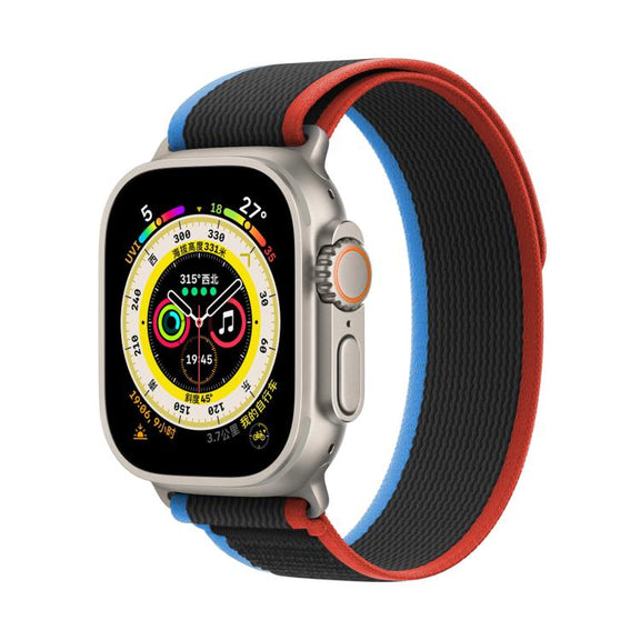 For Apple Watch 46mm / 49mm / 45mm / 44mm Kalebol Wild Track Loop Nylon Watch Band(Blue+Black)