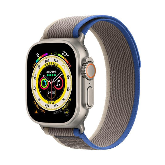 For Apple Watch 46mm / 49mm / 45mm / 44mm Kalebol Wild Track Loop Nylon Watch Band(Blue+Grey)