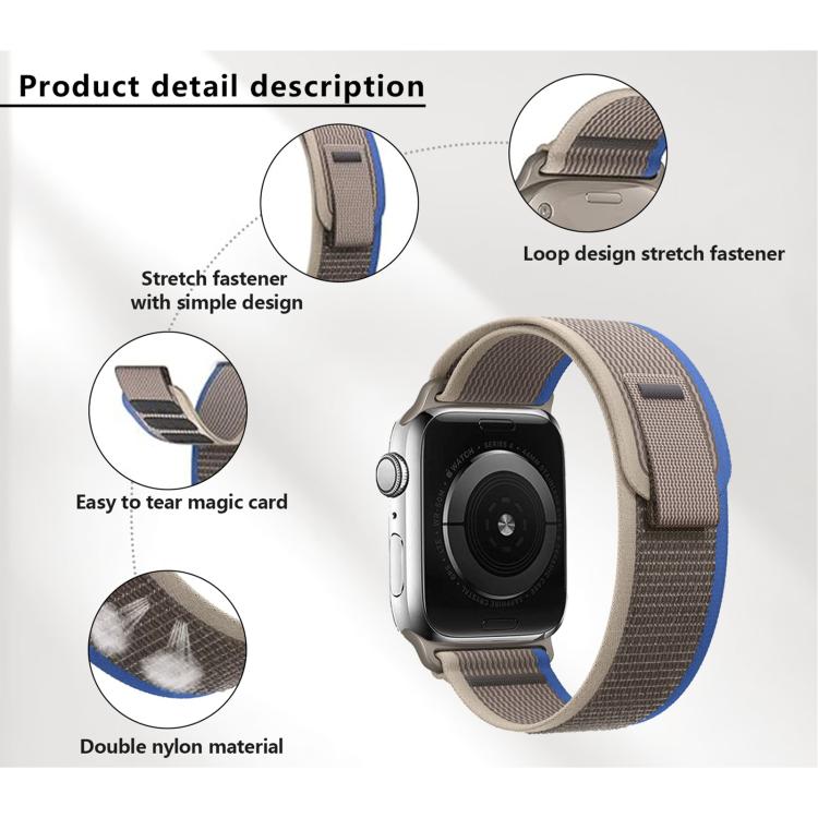 For Apple Watch 42mm / 41mm / 40mm / 38mm Kalebol Wild Track Loop Nylon Watch Band(Blue+Black)