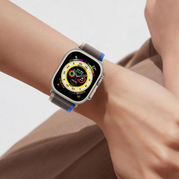 For Apple Watch 42mm / 41mm / 40mm / 38mm Kalebol Wild Track Loop Nylon Watch Band(Blue+Black)