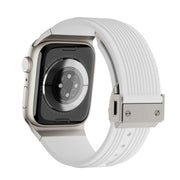 For Apple Watch 46mm / 49mm / 45mm / 44mm Kalebol High Elasticity L-shaped Nail Silicone Strap(White)