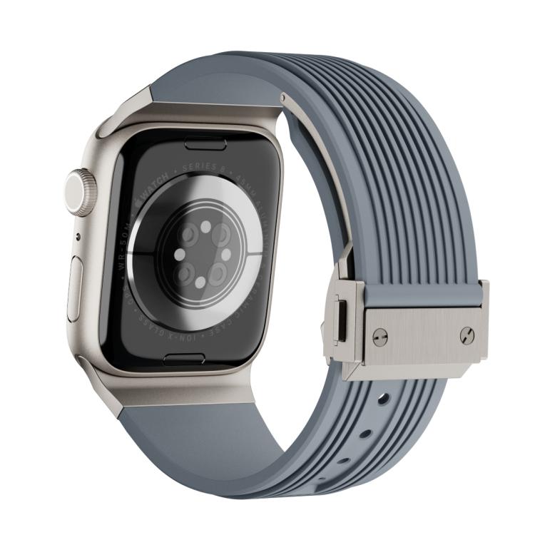 For Apple Watch 46mm / 49mm / 45mm / 44mm Kalebol High Elasticity L-shaped Nail Silicone Strap(Space Grey) - Watch Bands by Kalebol | Online Shopping South Africa | PMC TechLife | Buy Now Pay Later Mobicred