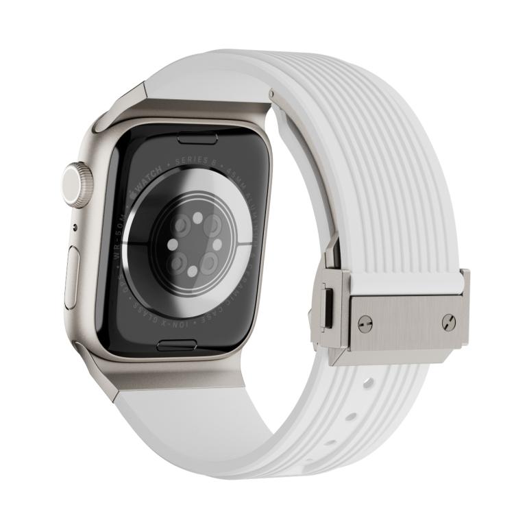 For Apple Watch 42mm / 41mm / 40mm / 38mm Kalebol High Elasticity L-shaped Nail Silicone Strap(White)