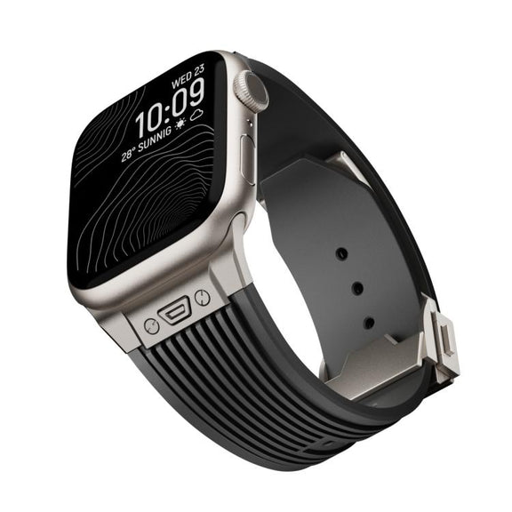 For Apple Watch 42mm / 41mm / 40mm / 38mm Kalebol High Elasticity L-shaped Nail Silicone Strap(Black)