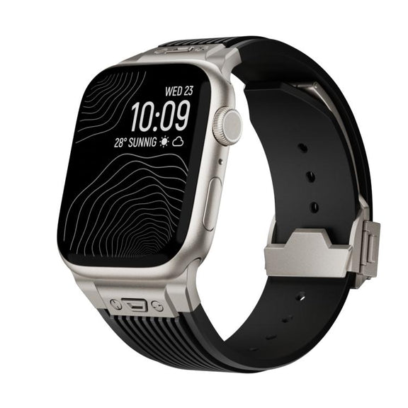 For Apple Watch 42mm / 41mm / 40mm / 38mm Kalebol High Elasticity L-shaped Nail Silicone Strap(Black)