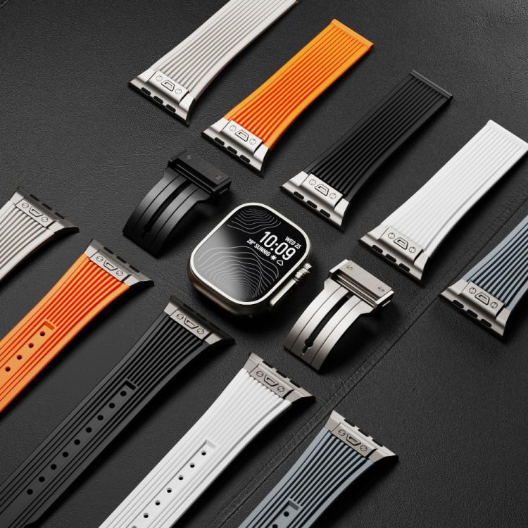 For Apple Watch 46mm / 49mm / 45mm / 44mm Kalebol High Elasticity L-shaped Nail Silicone Strap(Starlight) - free shipping - PMC TechLife - Order now!