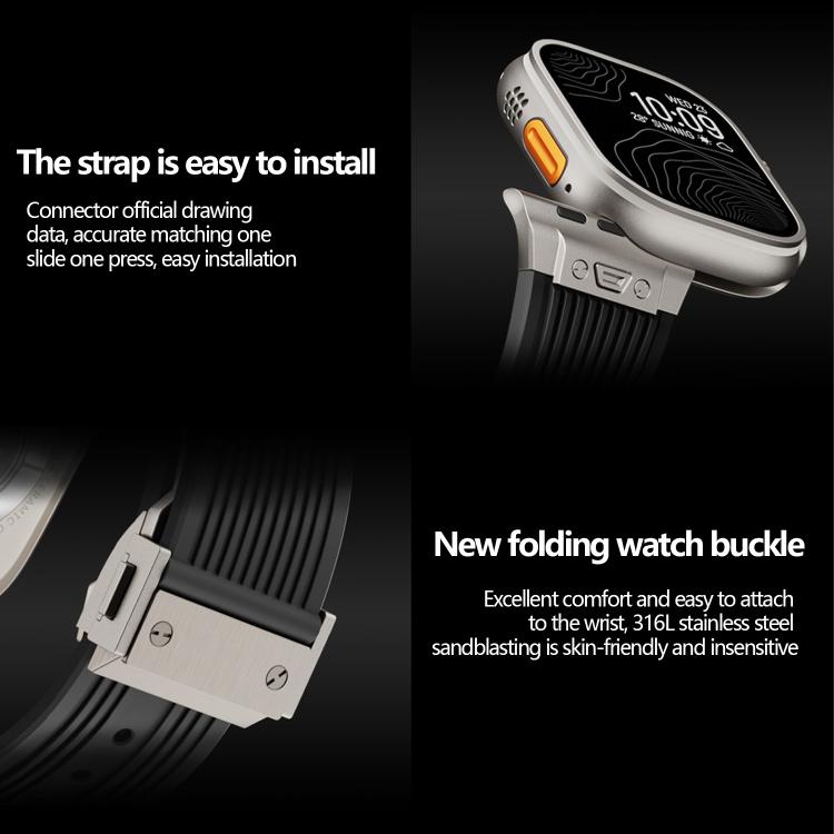 For Apple Watch 42mm / 41mm / 40mm / 38mm Kalebol High Elasticity L-shaped Nail Silicone Strap(Black) - free shipping - PMC TechLife - Order now!