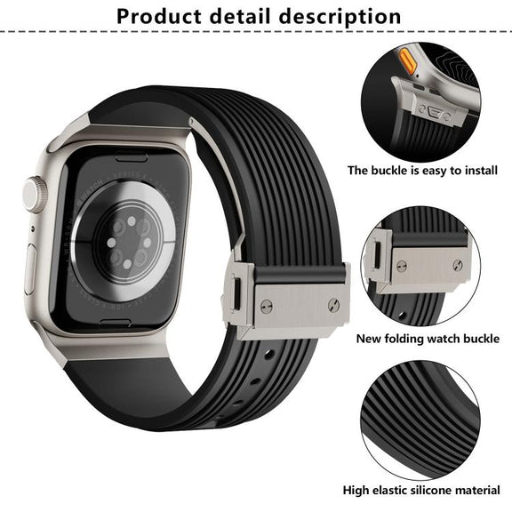For Apple Watch 46mm / 49mm / 45mm / 44mm Kalebol High Elasticity L-shaped Nail Silicone Strap(White)