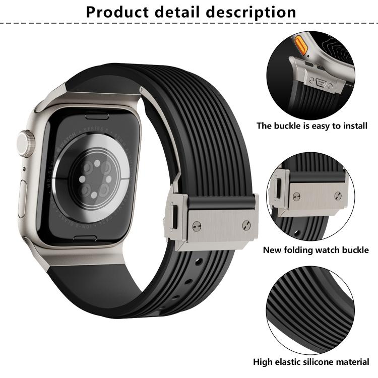 For Apple Watch 46mm / 49mm / 45mm / 44mm Kalebol High Elasticity L-shaped Nail Silicone Strap(White)