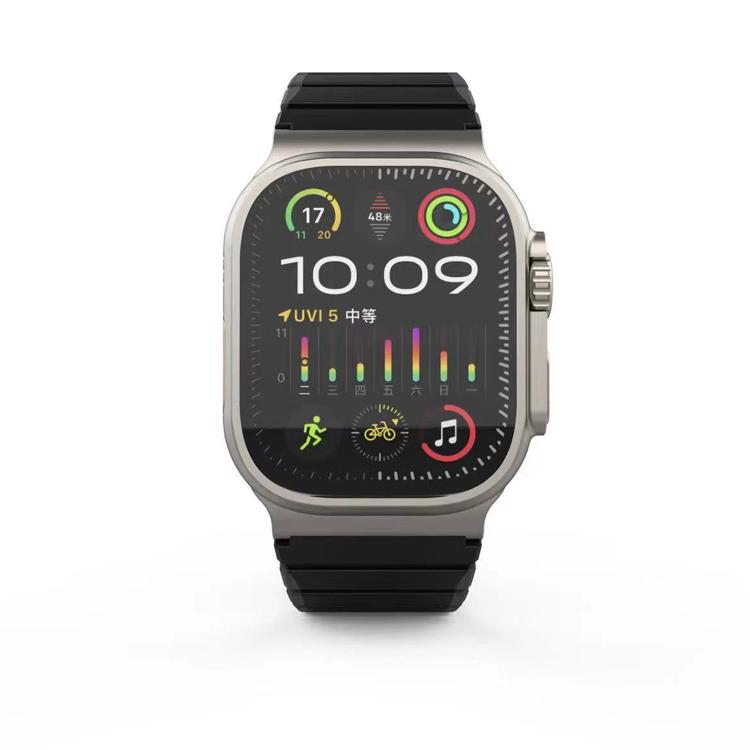 For Apple Watch 46mm / 49mm / 45mm / 44mm Kalebol Magnetic Silicone Strap(Black Grey) - Watch Bands by Kalebol | Online Shopping South Africa | PMC TechLife | Buy Now Pay Later Mobicred