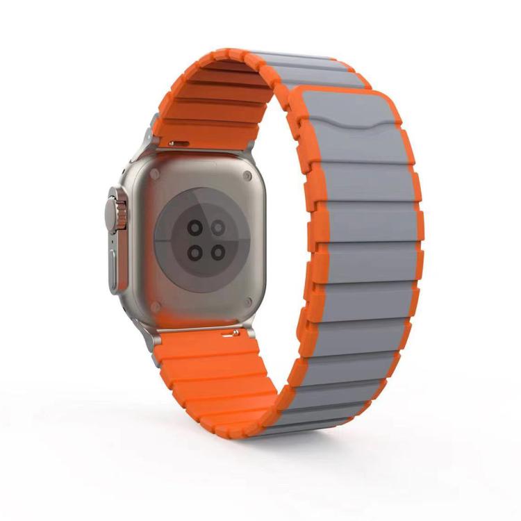 For Apple Watch 42mm / 41mm / 40mm / 38mm Kalebol Magnetic Silicone Strap(Grey Orange) - Watch Bands by Kalebol | Online Shopping South Africa | PMC TechLife | Buy Now Pay Later Mobicred