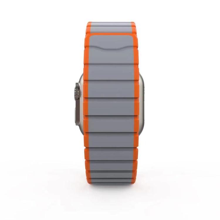 For Apple Watch 42mm / 41mm / 40mm / 38mm Kalebol Magnetic Silicone Strap(Grey Orange) - Watch Bands by Kalebol | Online Shopping South Africa | PMC TechLife | Buy Now Pay Later Mobicred