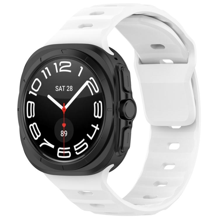For Samsung Galaxy Watch Ultra 47mm Kalebol Square Buckle Silicone Watch Band(White) - Watch Bands by Kalebol | Online Shopping South Africa | PMc TechLife | Buy Now Pay Later Mobicred