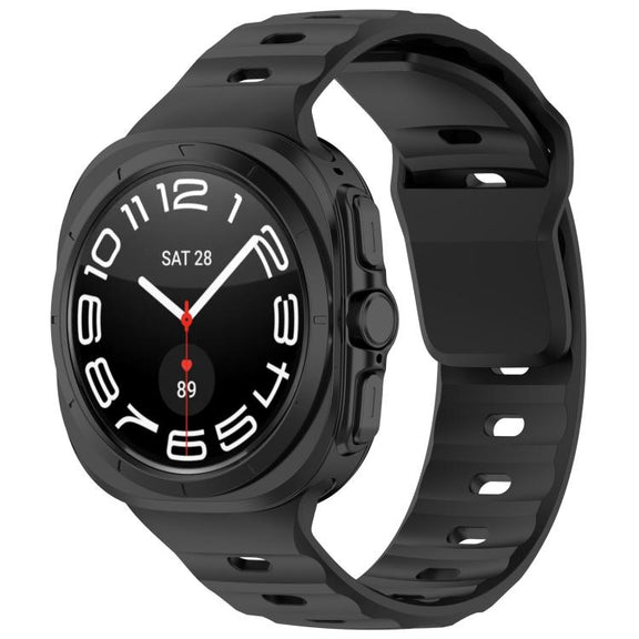 For Samsung Galaxy Watch Ultra 47mm Kalebol Square Buckle Silicone Watch Band(Black)