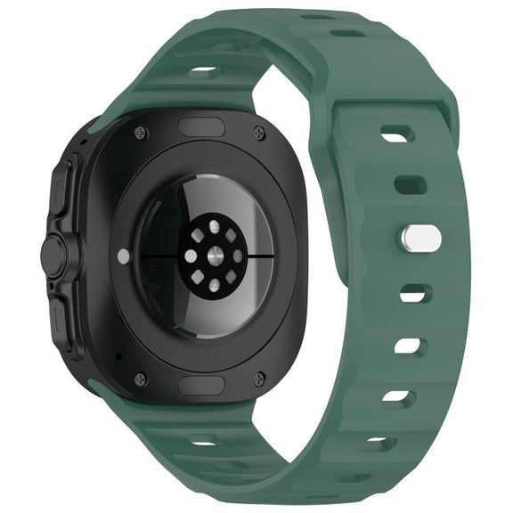 For Samsung Galaxy Watch Ultra 47mm Kalebol Square Buckle Silicone Watch Band(Dark Green)