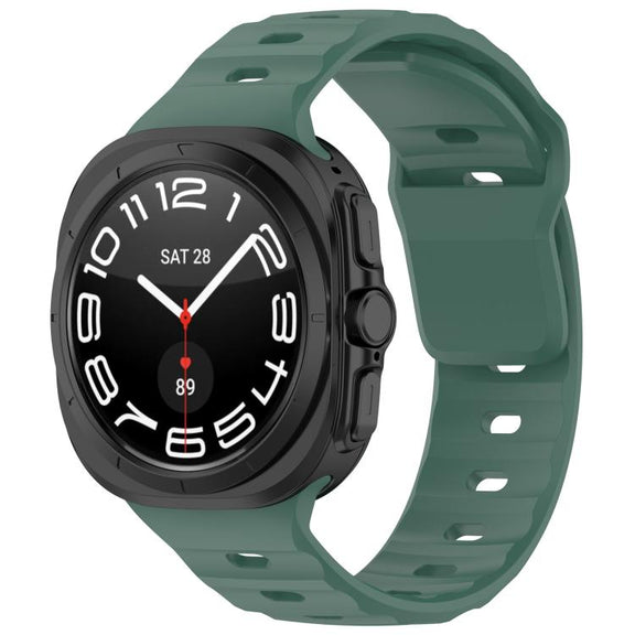 For Samsung Galaxy Watch Ultra 47mm Kalebol Square Buckle Silicone Watch Band(Dark Green)