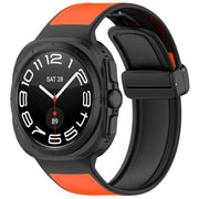 For Samsung Galaxy Watch Ultra 47mm Kalebol Composite Silicone Folding Magnetic Buckle Watch Band(Orange)