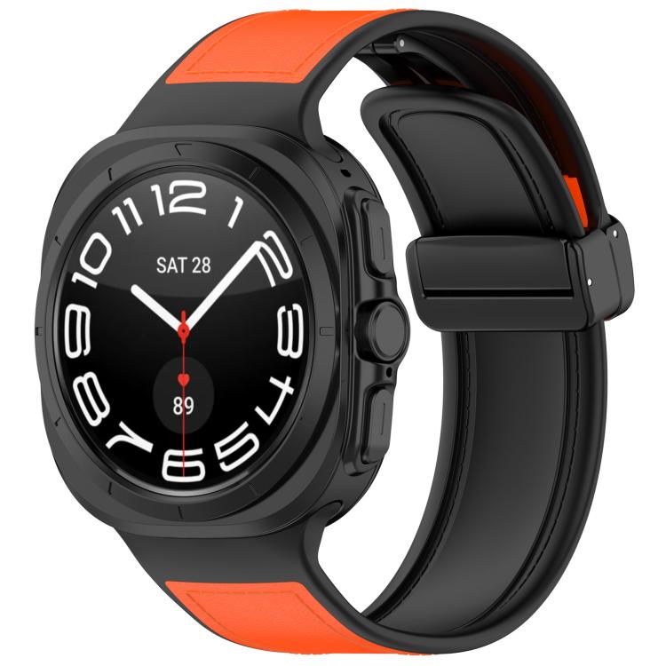 For Samsung Galaxy Watch Ultra 47mm Kalebol Composite Silicone Folding Magnetic Buckle Watch Band(Orange) - Watch Bands by Kalebol | Online Shopping South Africa | PMc TechLife | Buy Now Pay Later Mobicred