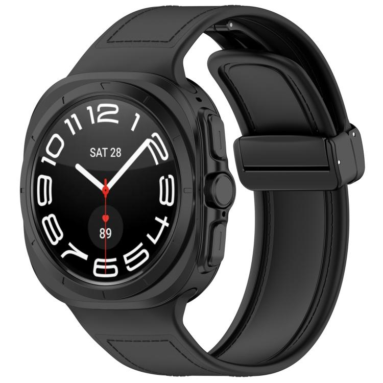 For Samsung Galaxy Watch Ultra 47mm Kalebol Composite Silicone Folding Magnetic Buckle Watch Band(Black) - free shipping - PMc TechLife - Order now!