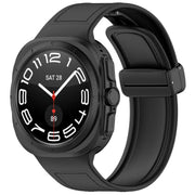 For Samsung Galaxy Watch Ultra 47mm Kalebol Composite Silicone Folding Magnetic Buckle Watch Band(Black)