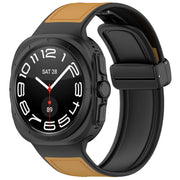 For Samsung Galaxy Watch Ultra 47mm Kalebol Composite Silicone Folding Magnetic Buckle Watch Band(Light Brown)