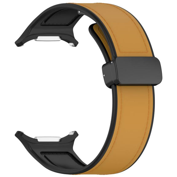 For Samsung Galaxy Watch Ultra 47mm Kalebol Composite Silicone Folding Magnetic Buckle Watch Band(Light Brown)