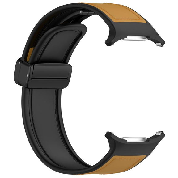 For Samsung Galaxy Watch Ultra 47mm Kalebol Composite Silicone Folding Magnetic Buckle Watch Band(Light Brown)