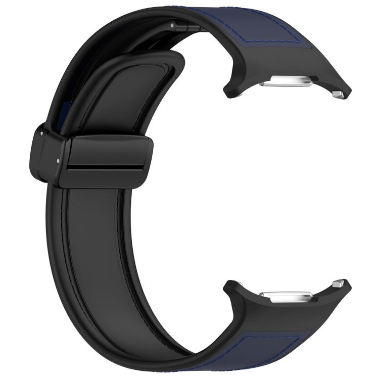 For Samsung Galaxy Watch Ultra 47mm / Ultra 2025 Kalebol Composite Silicone Folding Magnetic Buckle Watch Band(Dark Blue)