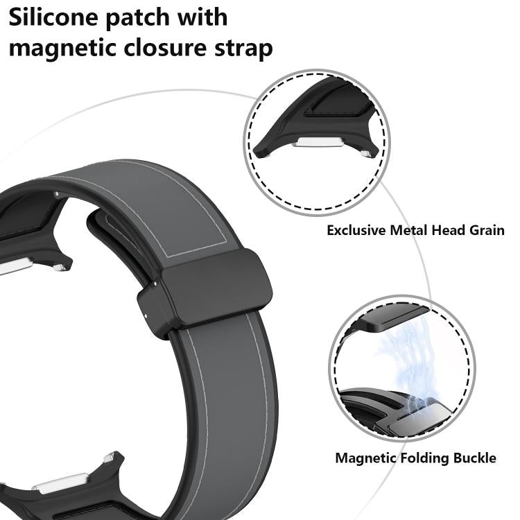 For Samsung Galaxy Watch Ultra 47mm Kalebol Composite Silicone Folding Magnetic Buckle Watch Band(Grey)
