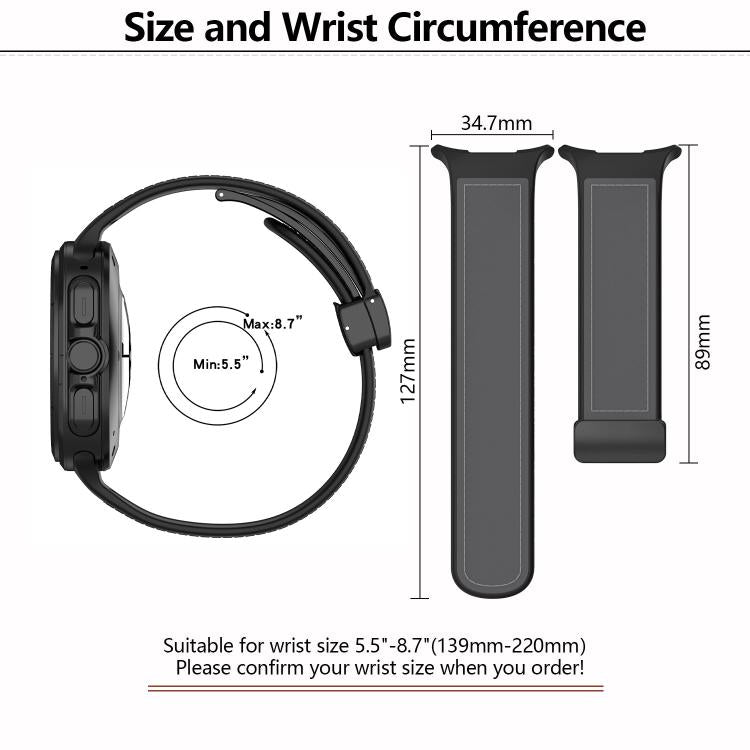 For Samsung Galaxy Watch Ultra 47mm Kalebol Composite Silicone Folding Magnetic Buckle Watch Band(Grey)