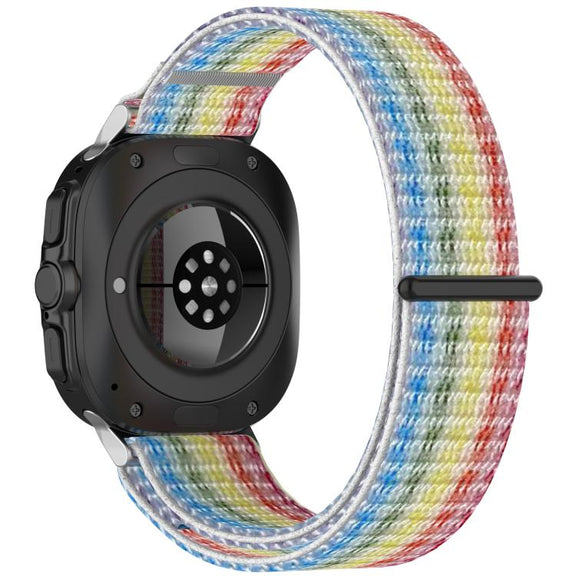 For Samsung Galaxy Watch Ultra 47mm Kalebol Hook and Loop Fastener Nylon Braided Watch Band(Rainbow)