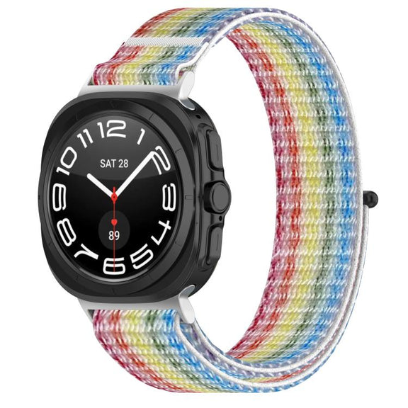 For Samsung Galaxy Watch Ultra 47mm Kalebol Hook and Loop Fastener Nylon Braided Watch Band(Rainbow)