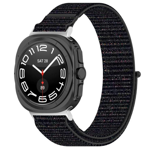 For Samsung Galaxy Watch Ultra 47mm Kalebol Hook and Loop Fastener Nylon Braided Watch Band(Official Black)