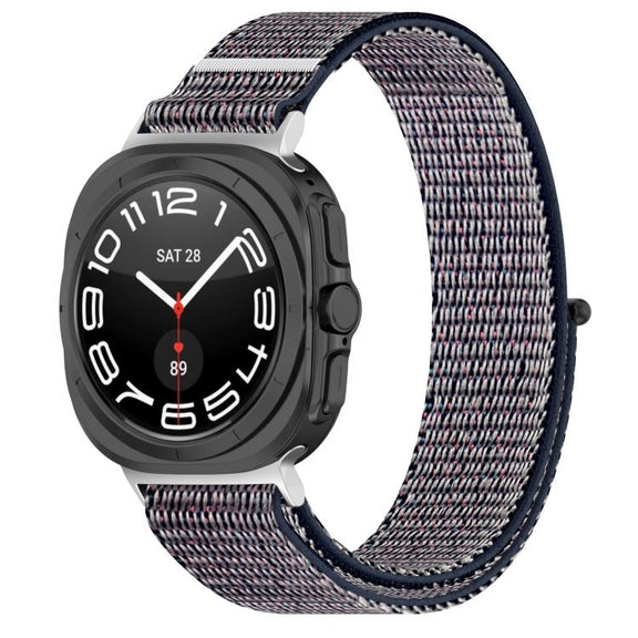For Samsung Galaxy Watch Ultra 47mm Kalebol Hook and Loop Fastener Nylon Braided Watch Band(Midnight Blue)