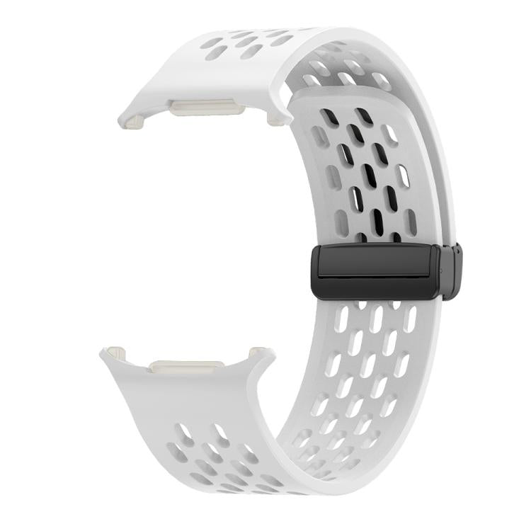 For Samsung Galaxy Watch Ultra 47mm Kalebol Porous Silicone Magnetic Watch Band(White)
