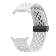For Samsung Galaxy Watch Ultra 47mm Kalebol Porous Silicone Magnetic Watch Band(White)