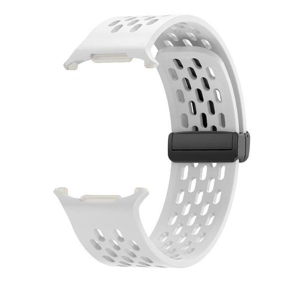 For Samsung Galaxy Watch Ultra 47mm Kalebol Porous Silicone Magnetic Watch Band(White)