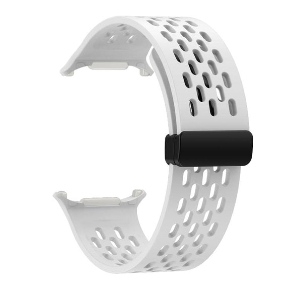 For Samsung Galaxy Watch Ultra 47mm Kalebol Porous Silicone Magnetic Watch Band(White)