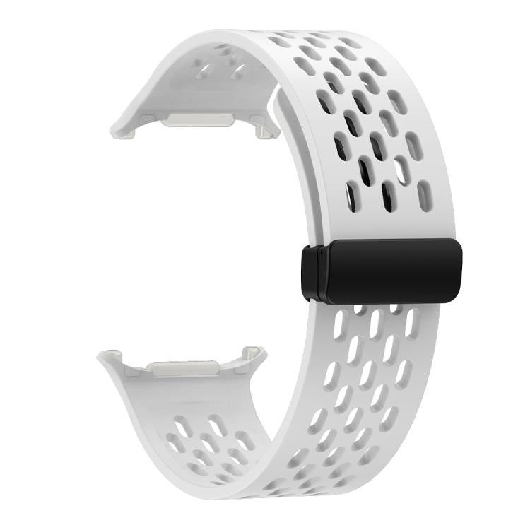 For Samsung Galaxy Watch Ultra 47mm Kalebol Porous Silicone Magnetic Watch Band(White)