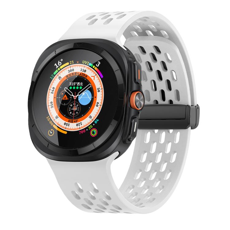 For Samsung Galaxy Watch Ultra 47mm Kalebol Porous Silicone Magnetic Watch Band(White) - Watch Bands by Kalebol | Online Shopping South Africa | PMc TechLife | Buy Now Pay Later Mobicred