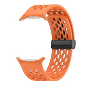 For Samsung Galaxy Watch Ultra 47mm Kalebol Porous Silicone Magnetic Watch Band(Orange)