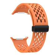 For Samsung Galaxy Watch Ultra 47mm Kalebol Porous Silicone Magnetic Watch Band(Orange)