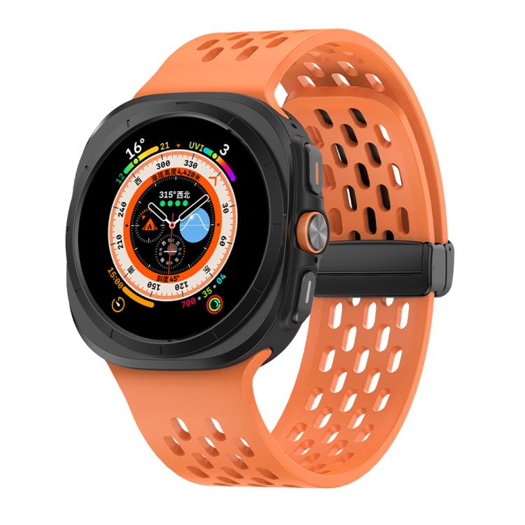 For Samsung Galaxy Watch Ultra 47mm Kalebol Porous Silicone Magnetic Watch Band(Orange) - free shipping - PMc TechLife - Order now!