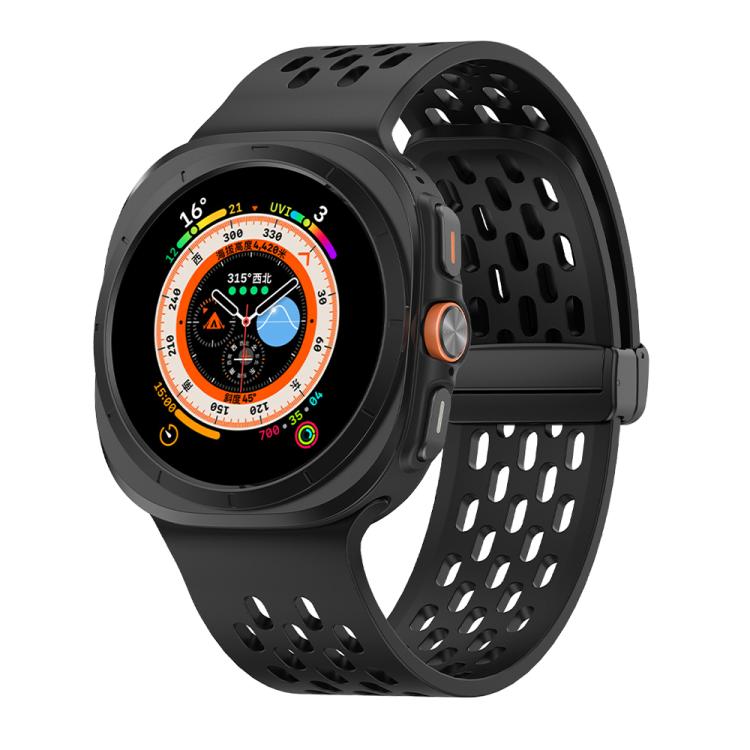 For Samsung Galaxy Watch Ultra 47mm Kalebol Porous Silicone Magnetic Watch Band(Black) - free shipping - PMc TechLife - Order now!
