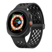 For Samsung Galaxy Watch Ultra 47mm Kalebol Porous Silicone Magnetic Watch Band(Black)